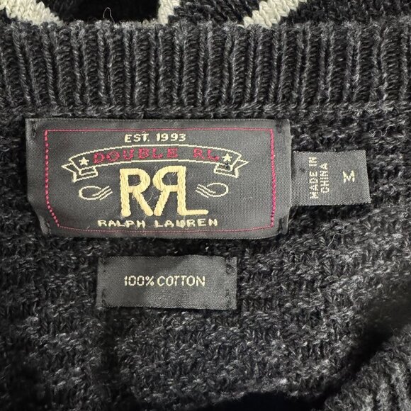 RRL Double RL Ralph Lauren Sweater Mens Medium Striped Shoulder Buttons FS-1342 - Picture 7 of 9